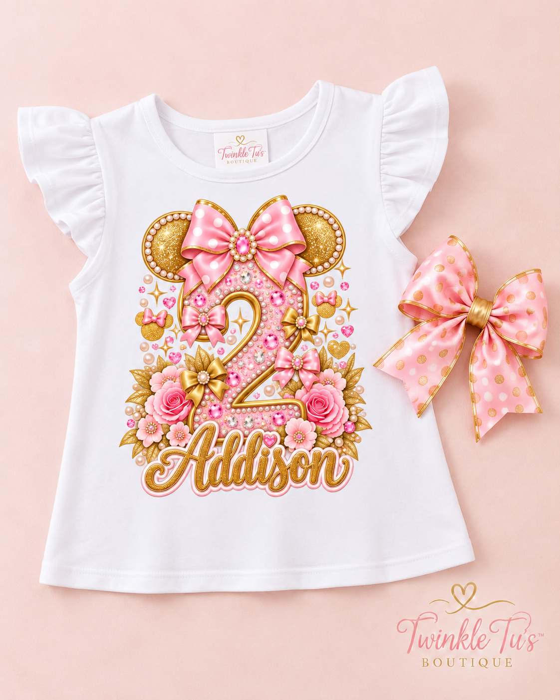 Birthday Bowtique | Minnie Mouse Inspired Personalized Birthday Outfit for Girls