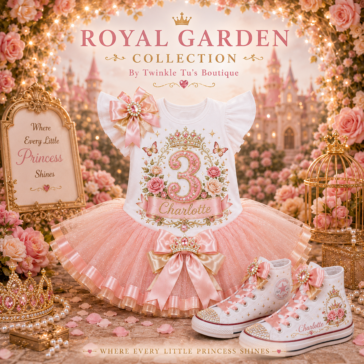 Royal Garden Princess | Personalized Princess Converse Bling Shoes