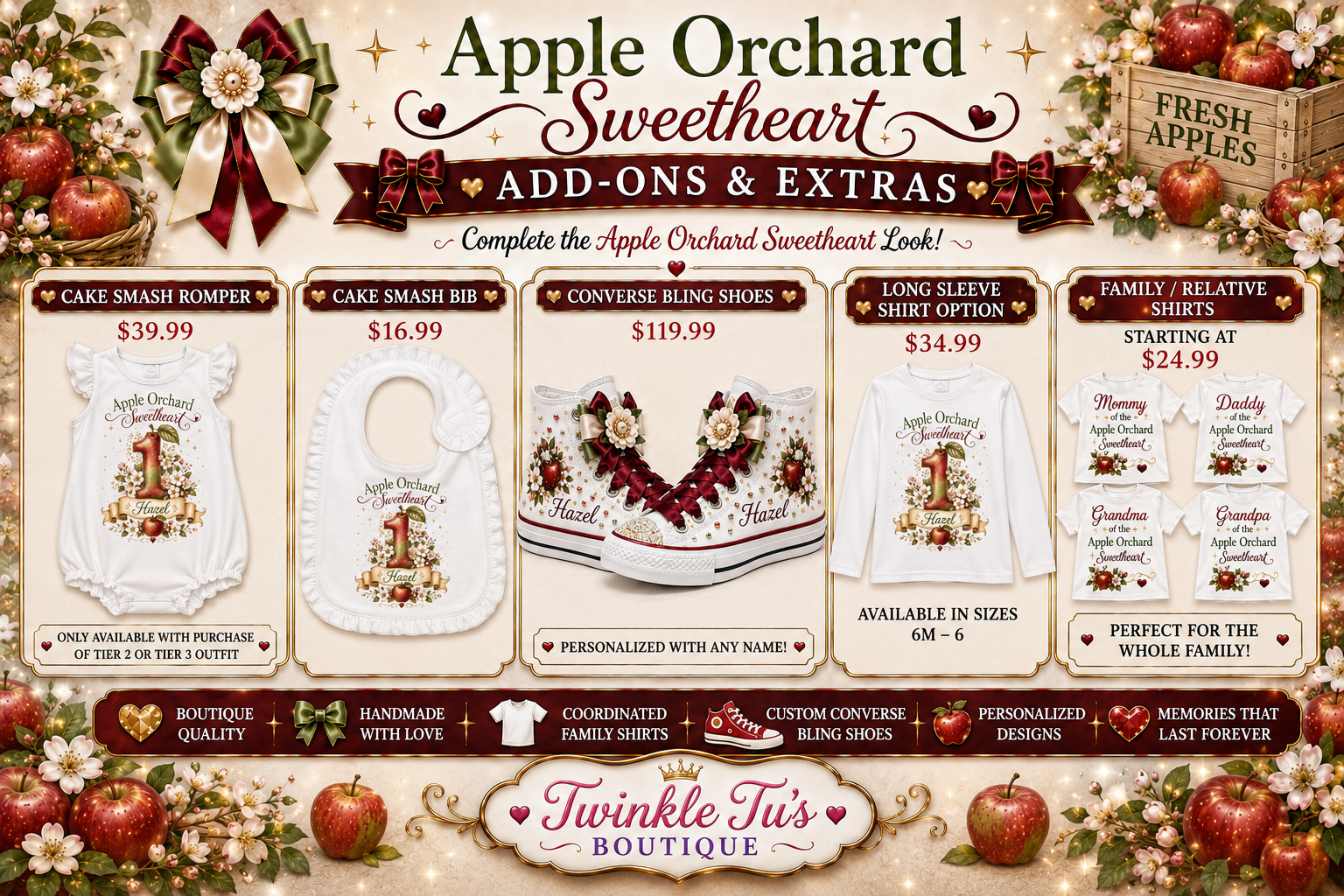 Apple Orchard Sweetheart | Personalized Apple Birthday Outfit