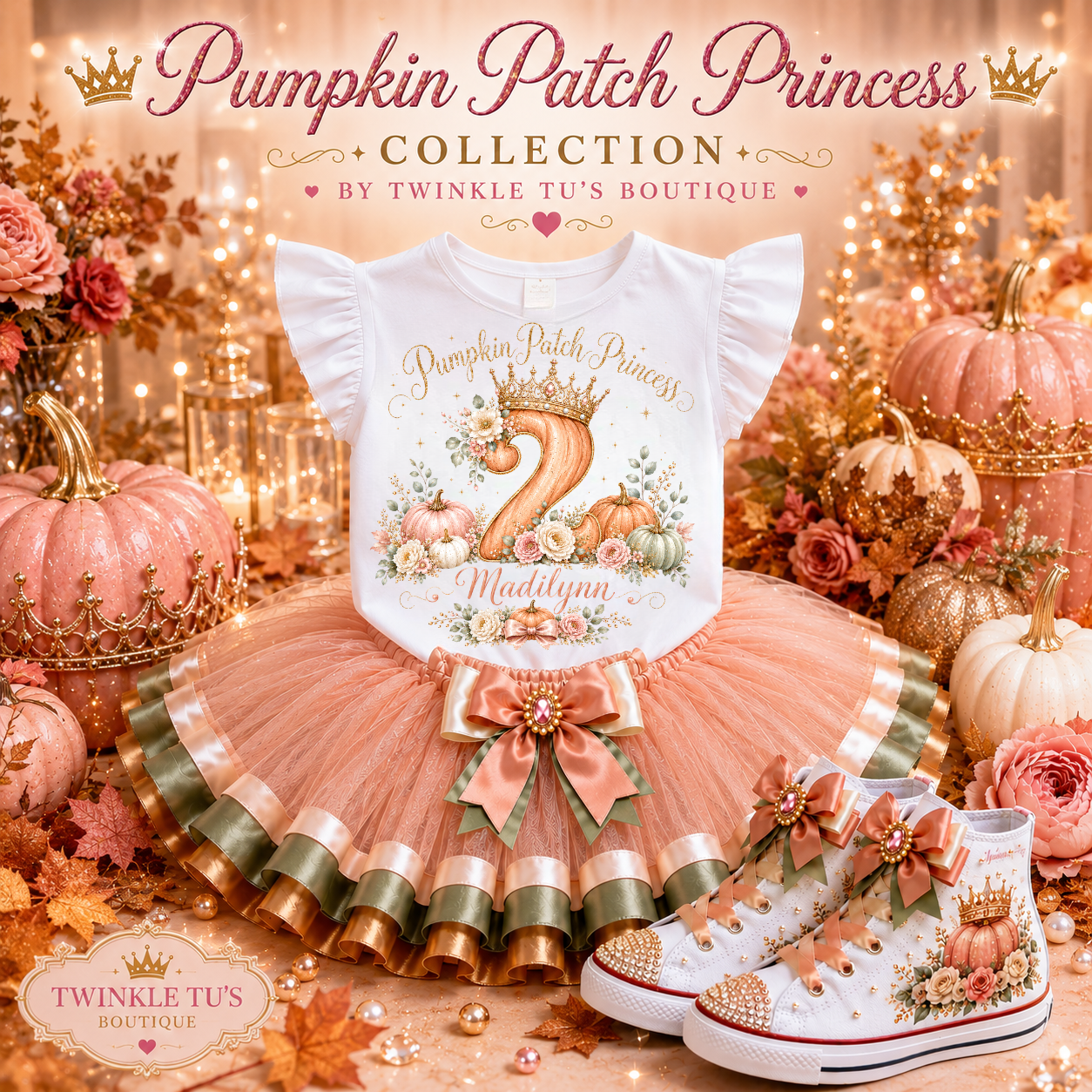 Pumpkin Patch Princess | Personalized Fall Princess Converse Bling Shoes