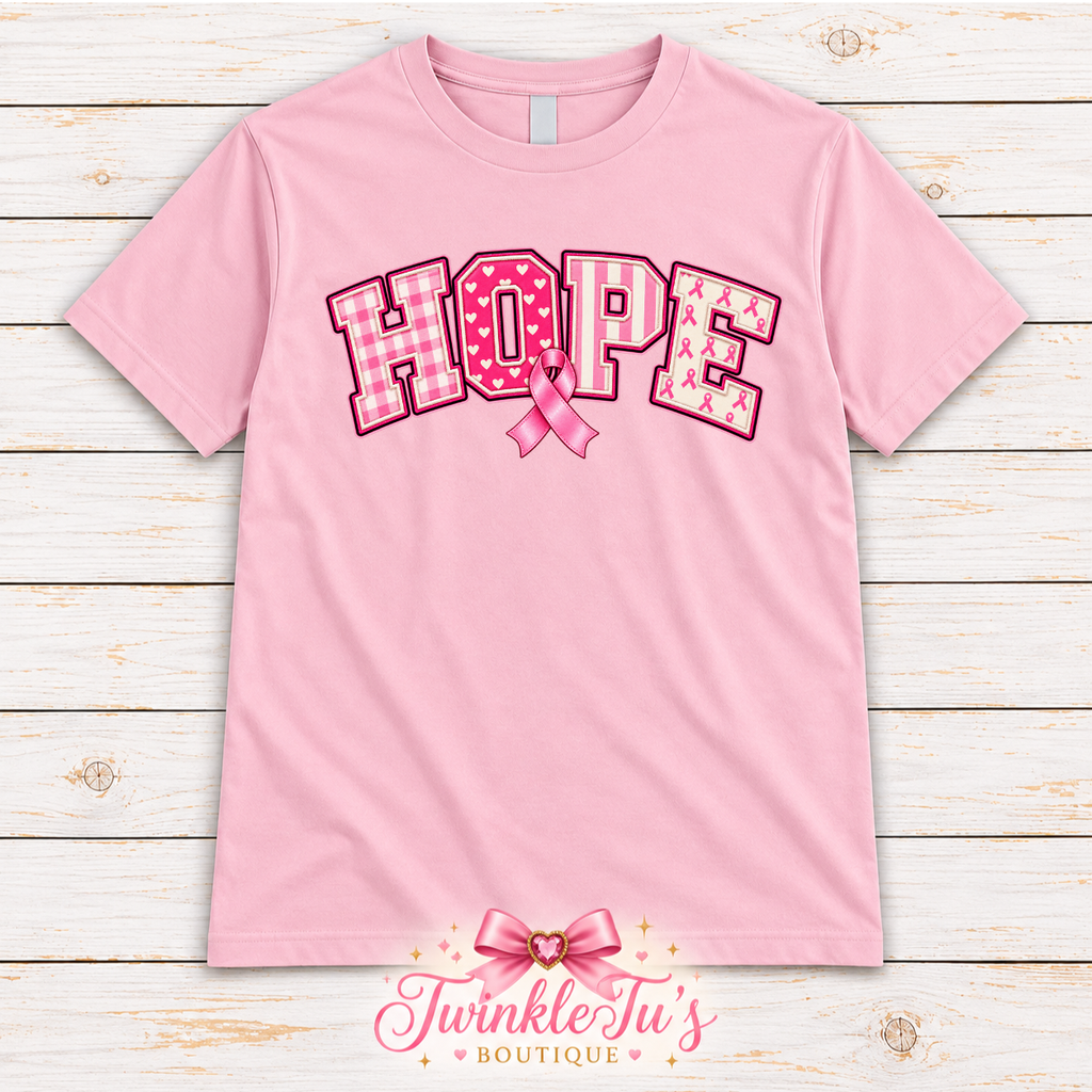 HOPE Breast Cancer Awareness Graphic Tee | Pink Ribbon Shirt