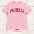 TWINKLE Pink Polka Dot Varsity Graphic Tee | Boutique Collegiate Shirt