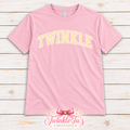 TWINKLE Pink Polka Dot Varsity Graphic Tee | Preppy Boutique Shirt