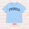TWINKLE Blue Outline Varsity Graphic Tee | Preppy Collegiate Shirt