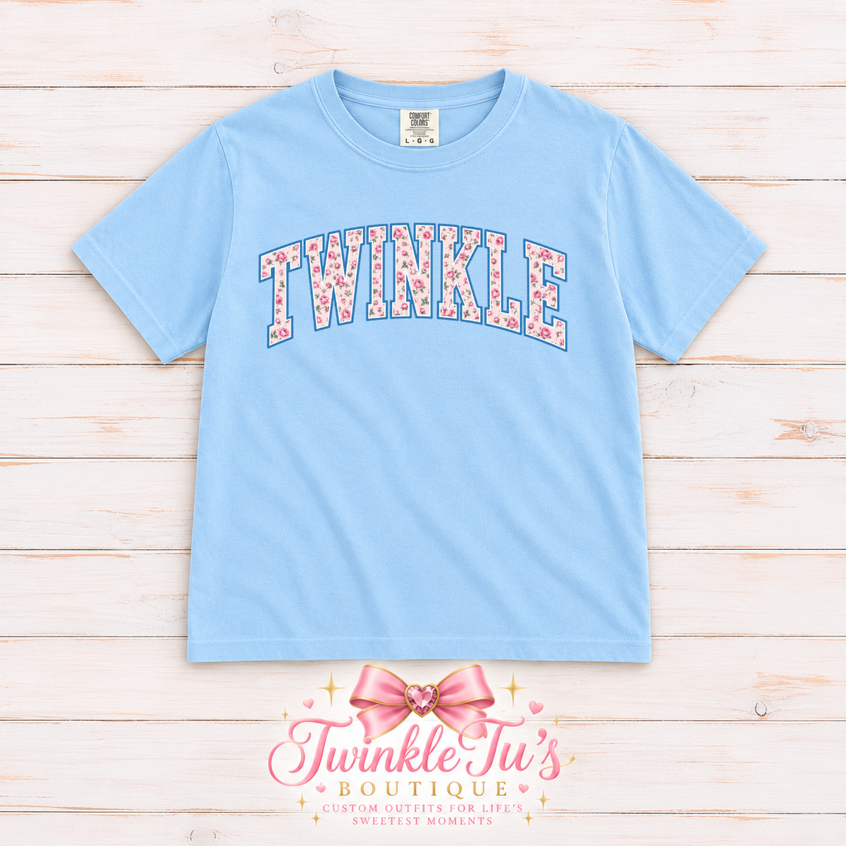 TWINKLE Pink Rose Floral Varsity Graphic Tee | Preppy Boutique Shirt