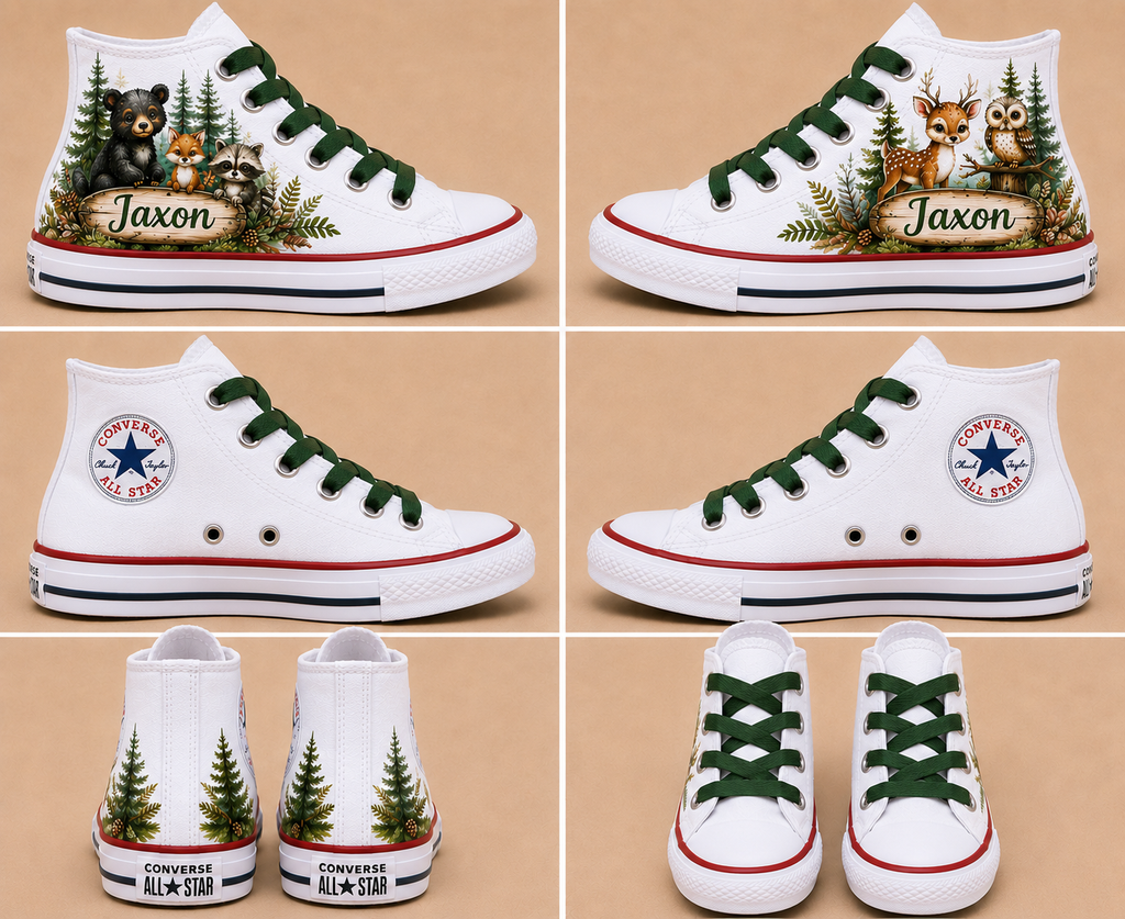 Woodland Adventures | Personalized Woodland Custom Converse Shoes for Boys