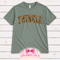 TWINKLE Camo Varsity Graphic Tee | Sage Green Boutique Shirt