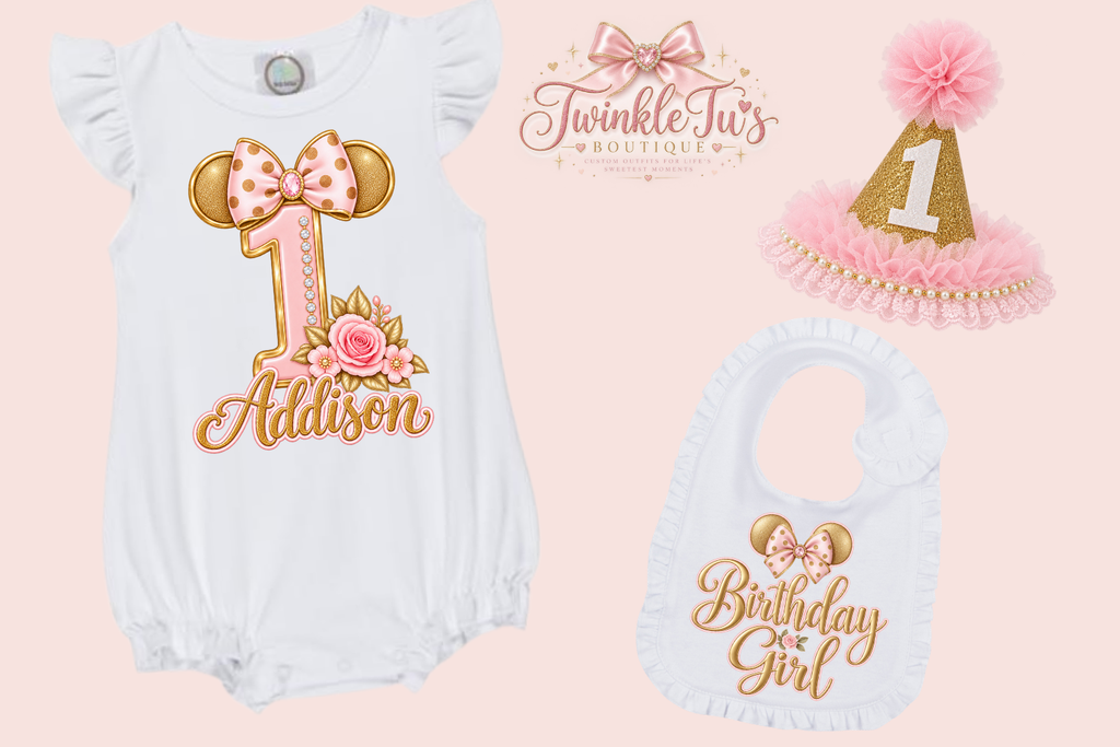 Birthday Bowtique| Minnie Mouse-Inspired Personalized Cake Smash Set