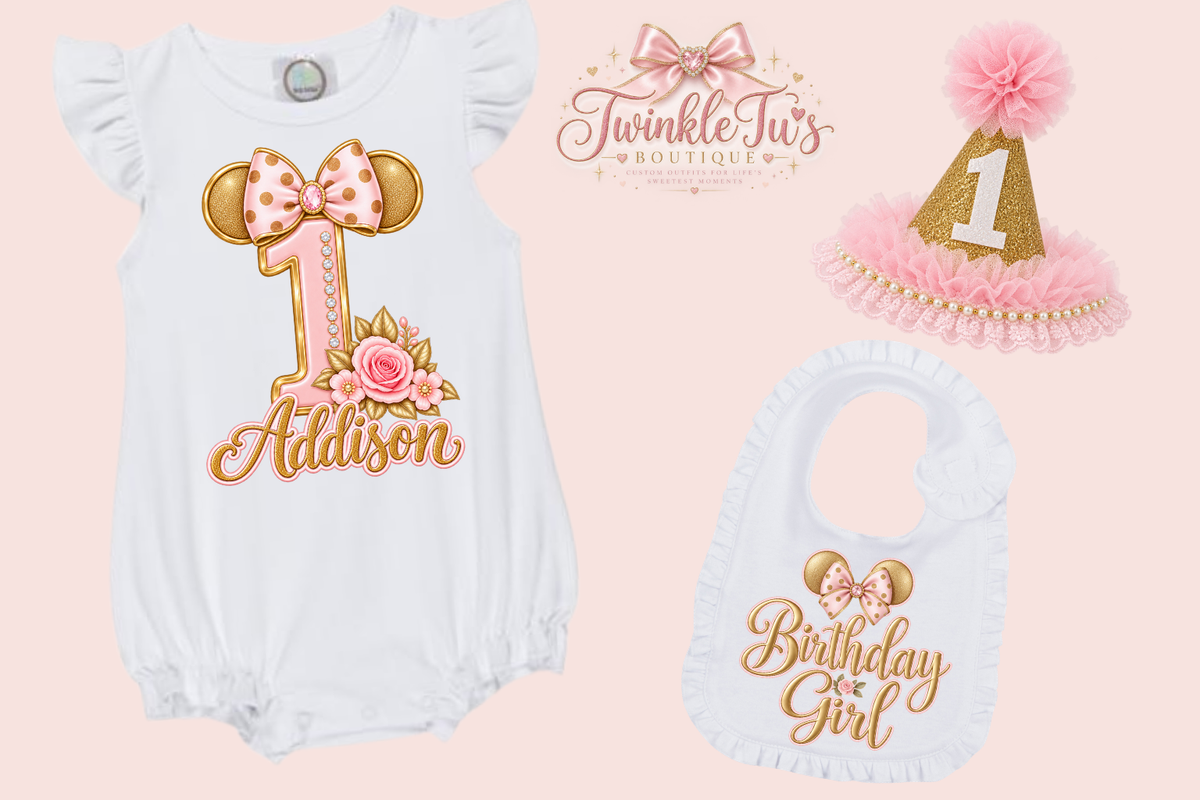 Birthday Bowtique| Minnie Mouse-Inspired Personalized Cake Smash Set