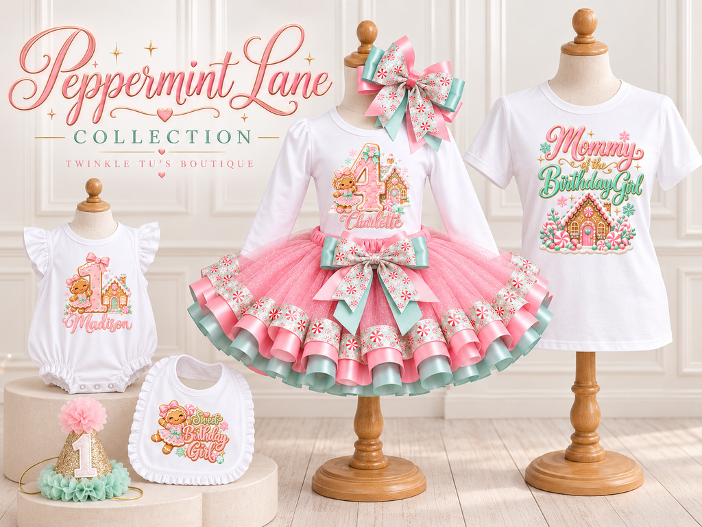 Peppermint Lane | Pastel Gingerbread Personalized Family Shirts