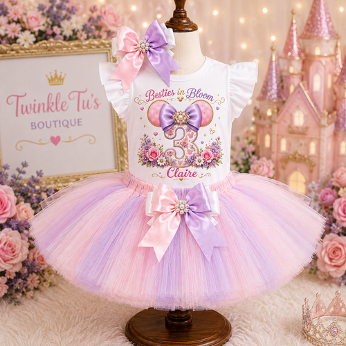 Besties in Bloom | Personalized Minnie-Mouse Inspired Birthday Outfit