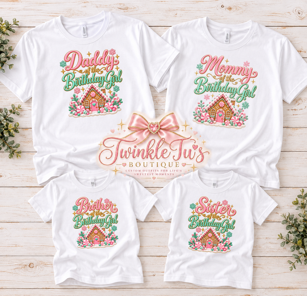 Peppermint Lane | Pastel Gingerbread Personalized Family Shirts