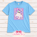 Pastel Bow Ghost Halloween Graphic Tee | Girls & Teens