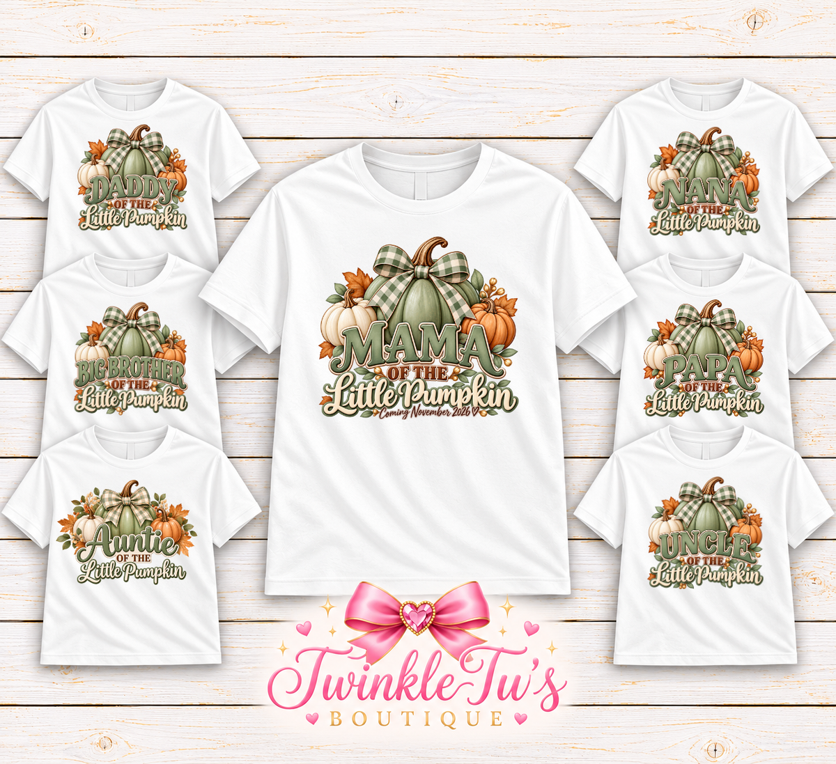 Our Little Pumpkin Family Shirts | Fall Baby Shower, Pregnancy Announcement & Matching Family Tees
