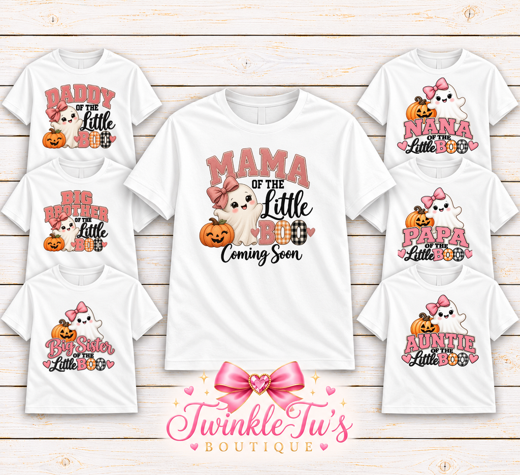 Little Boo Family Shirts | Halloween Baby Shower Shirts | Pregnancy Announcement Family Tees