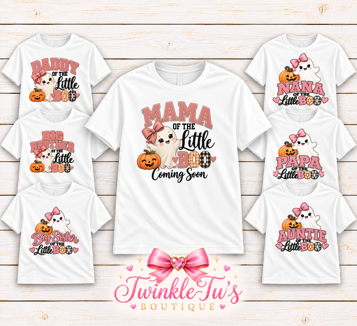 Little Boo Family Shirts | Halloween Baby Shower Shirts | Pregnancy Announcement Family Tees