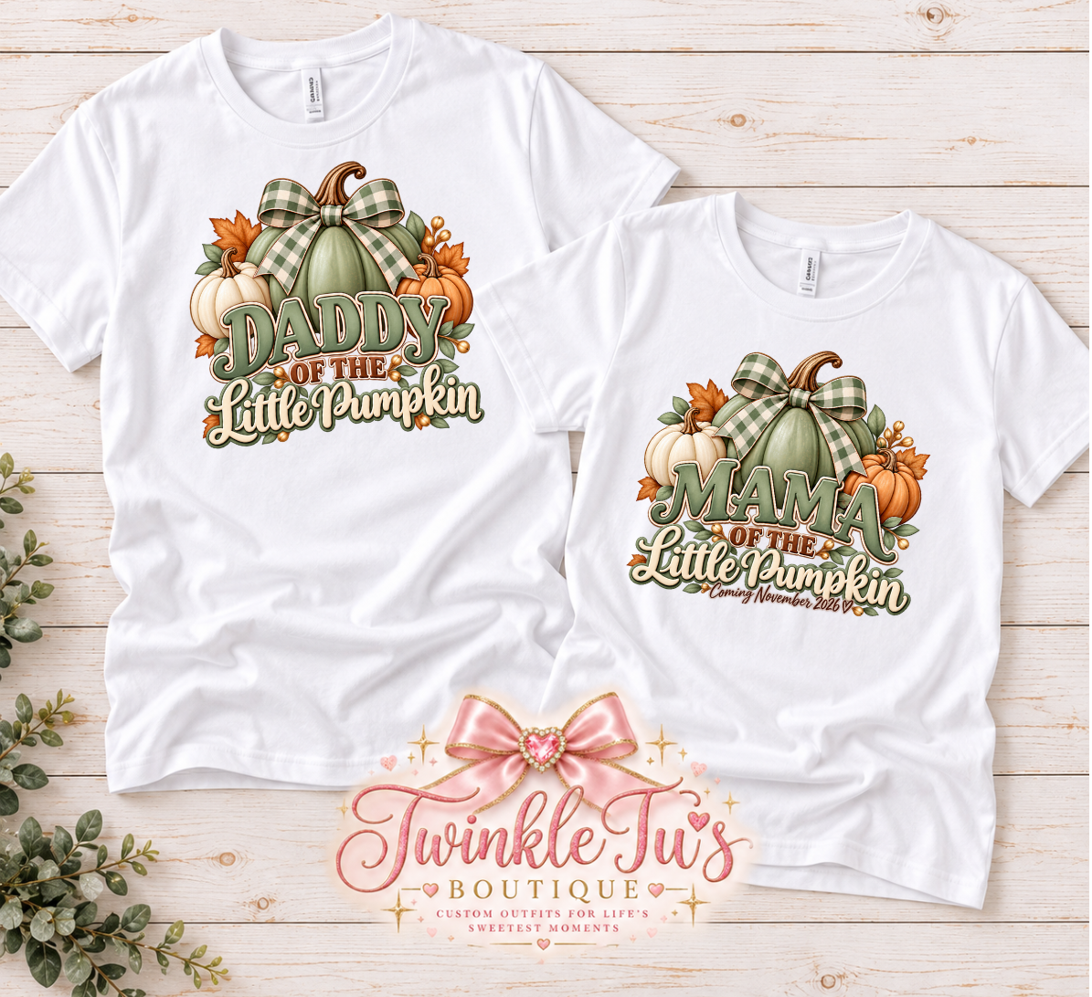 Our Little Pumpkin Family Shirts | Fall Baby Shower, Pregnancy Announcement & Matching Family Tees