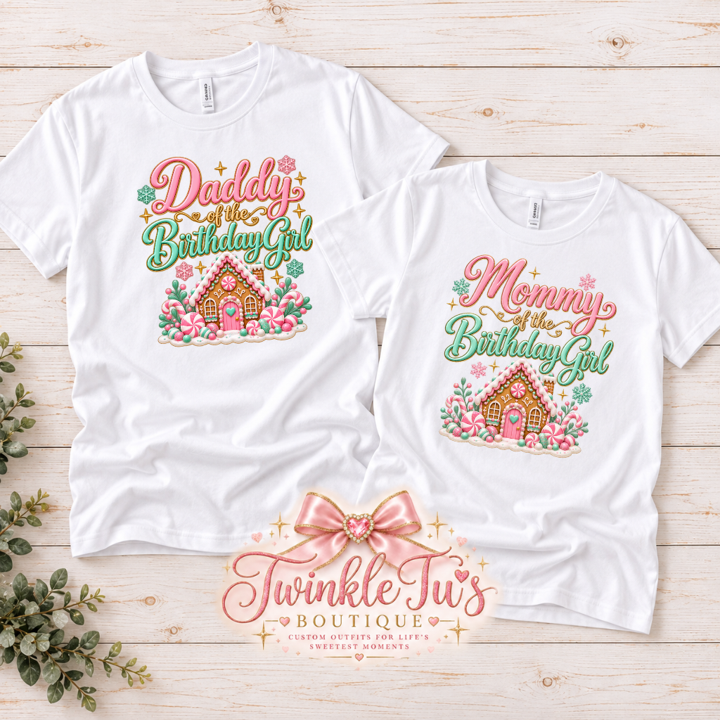 Peppermint Lane Girls Birthday Outfit | Pastel Gingerbread Christmas Tutu Set | Personalized Birthday Shirt & Cake Smash Options