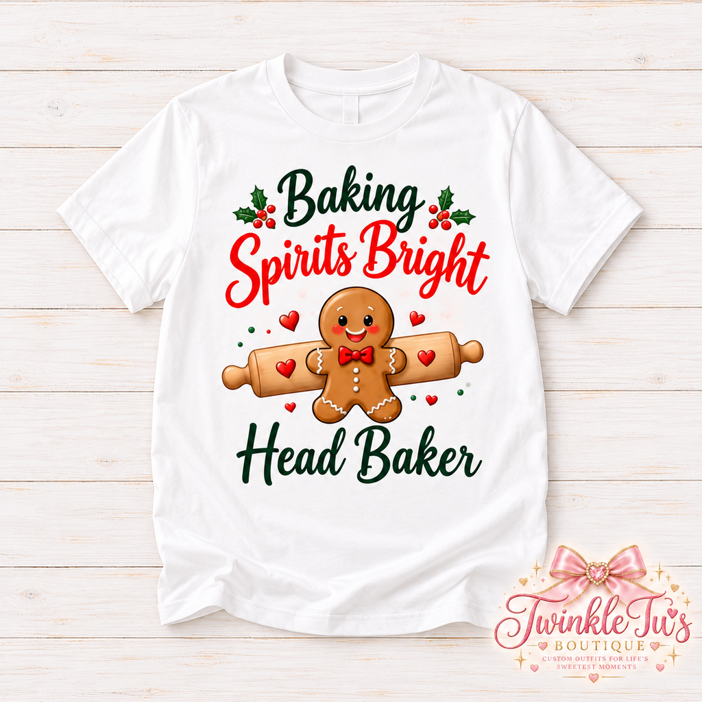 Baking Spirits Bright Family Christmas Shirts | Custom Relative Matching Christmas Tees