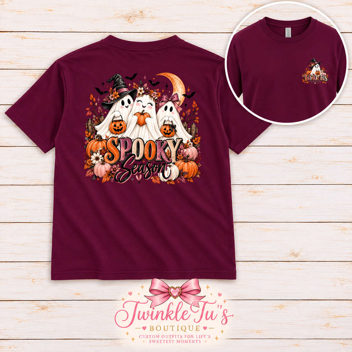 Spooky Season Ghosts Halloween Graphic Tee | Front & Back Print