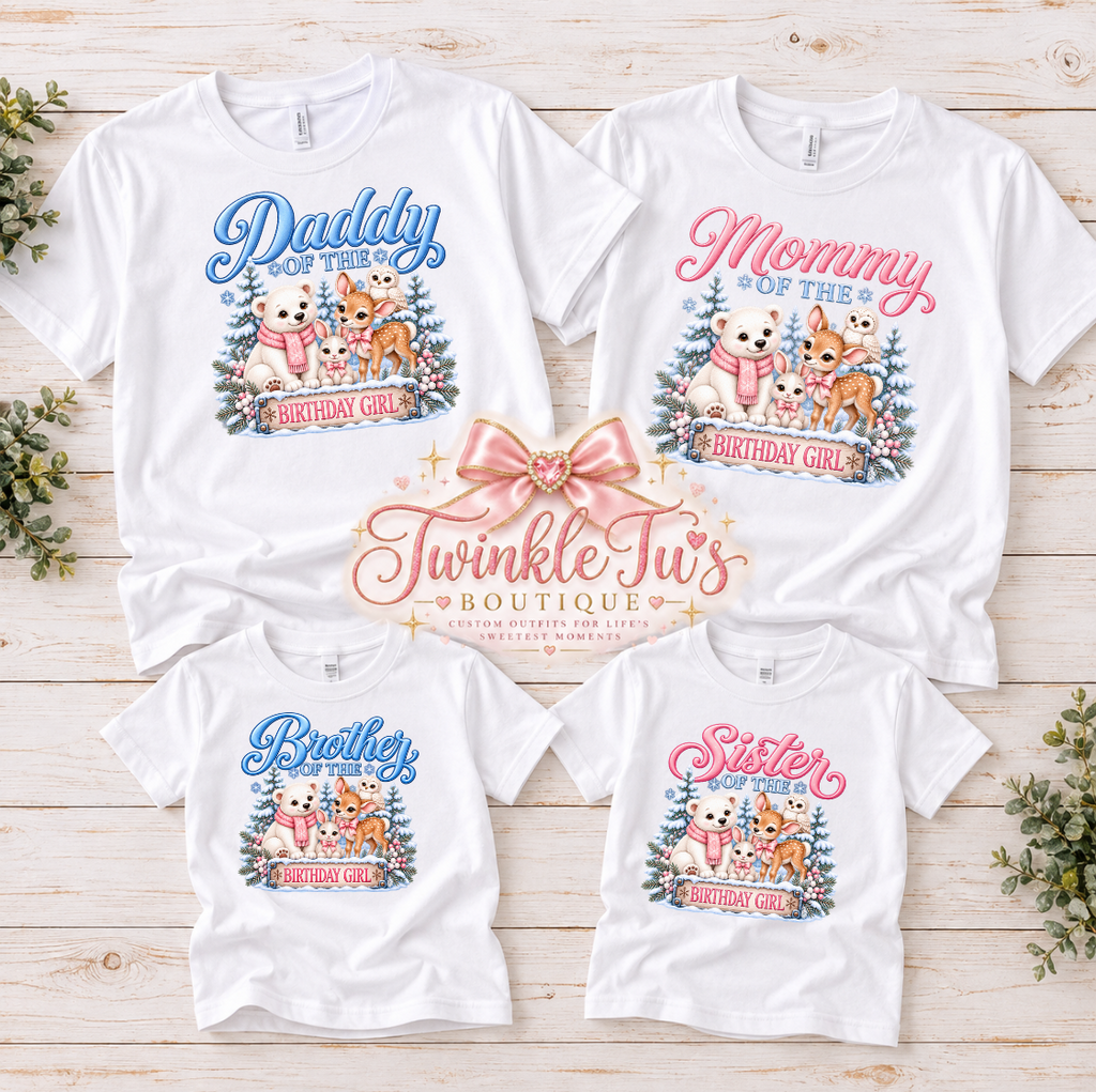 Woodland Winter | Personalized Woodland Birthday Family Shirt