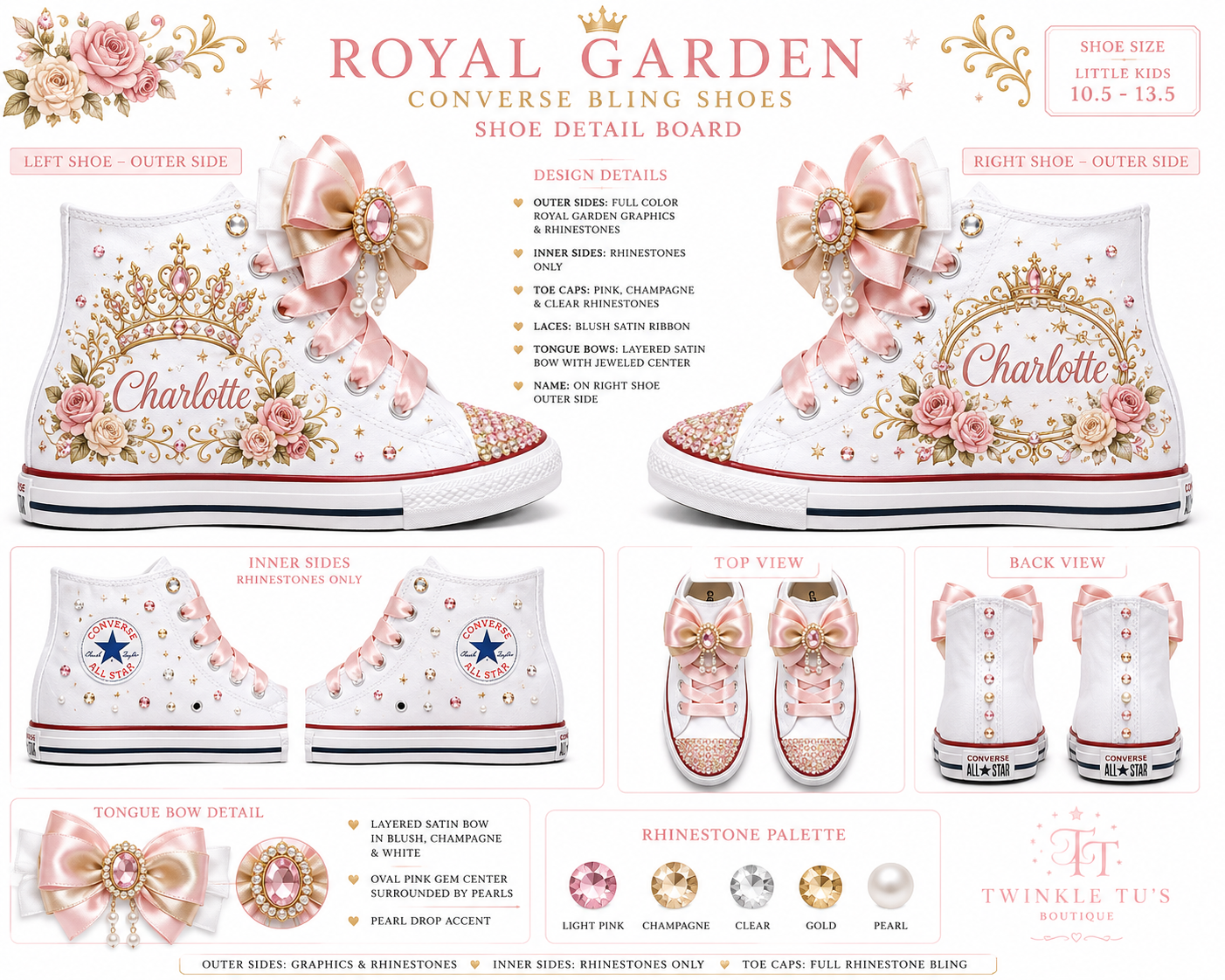 Royal Garden Princess | Personalized Princess Converse Bling Shoes