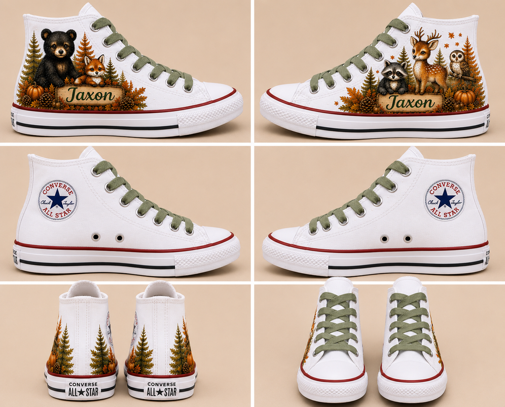 Woodland Harvest Boys Collection | Personalized Woodland Custom Converse Shoes for Boys
