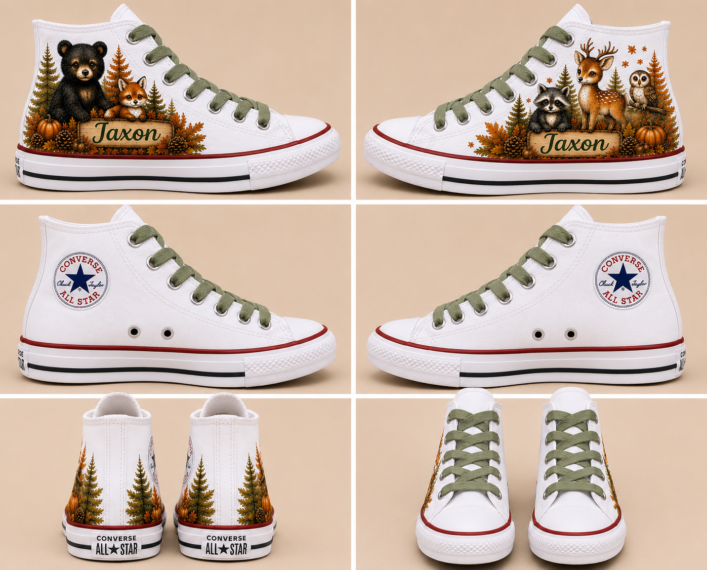 Woodland Harvest Boys Collection | Personalized Woodland Custom Converse Shoes for Boys