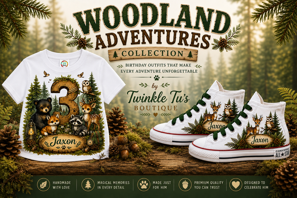 Woodland Adventures | Personalized Woodland Custom Converse Shoes for Boys
