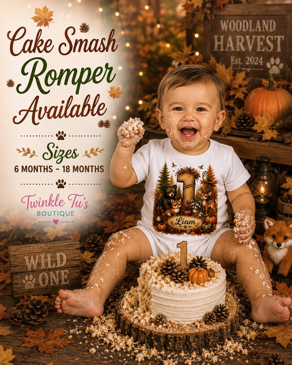 Woodland Harvest | Personalized Woodland Birthday Shirt for Boys
