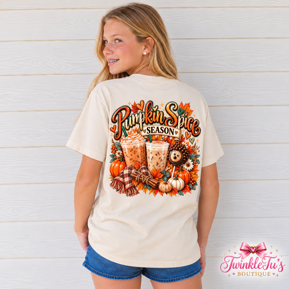 Pumpkin Spice Season Fall Graphic Tee | Front & Back Print