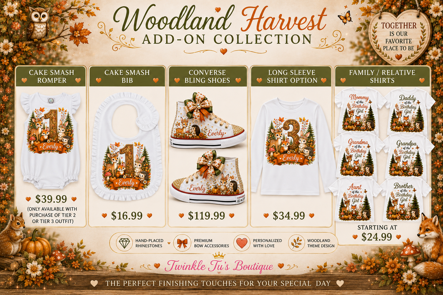 Woodland Harvest | Personalized Woodland Birthday Outfit