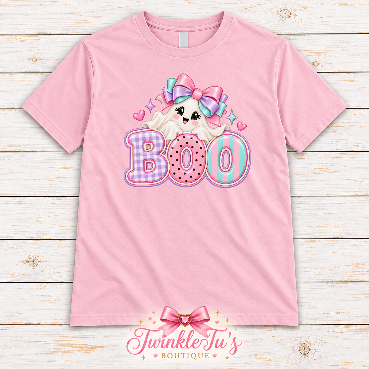 Girly BOO Ghost Halloween Shirt | Pastel Girls Graphic Tee