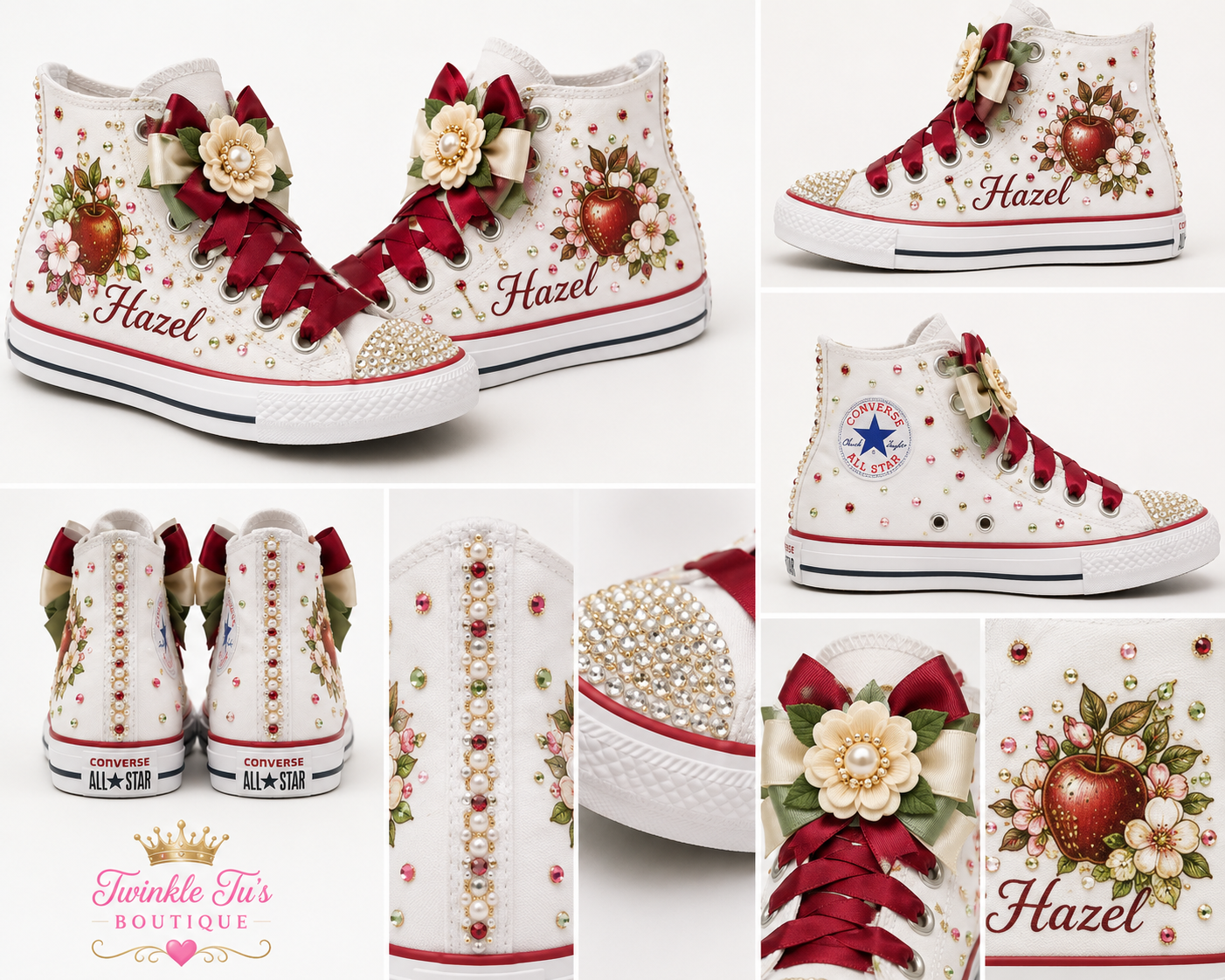 Apple Orchard Sweetheart | Personalized Apple Converse Bling Shoes