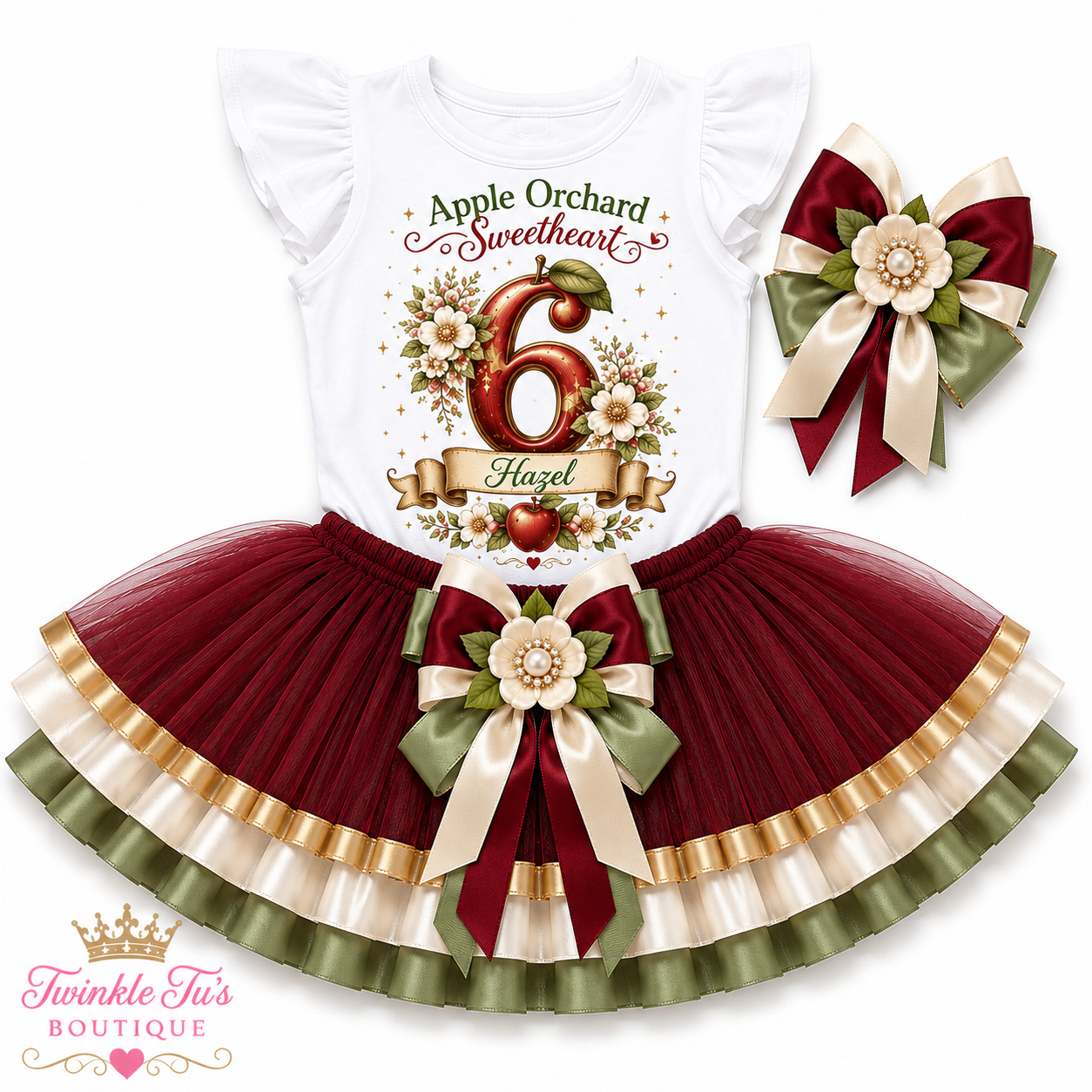 Apple Orchard Sweetheart | Personalized Apple Birthday Outfit