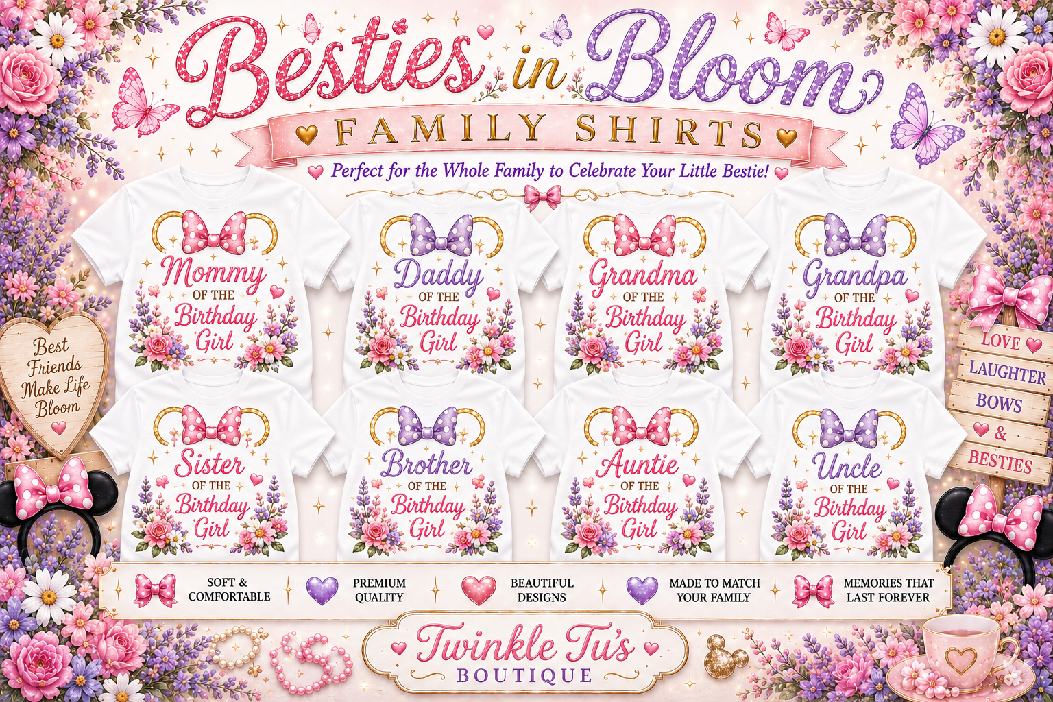 Besties in Bloom | Personalized Floral Family Shirt