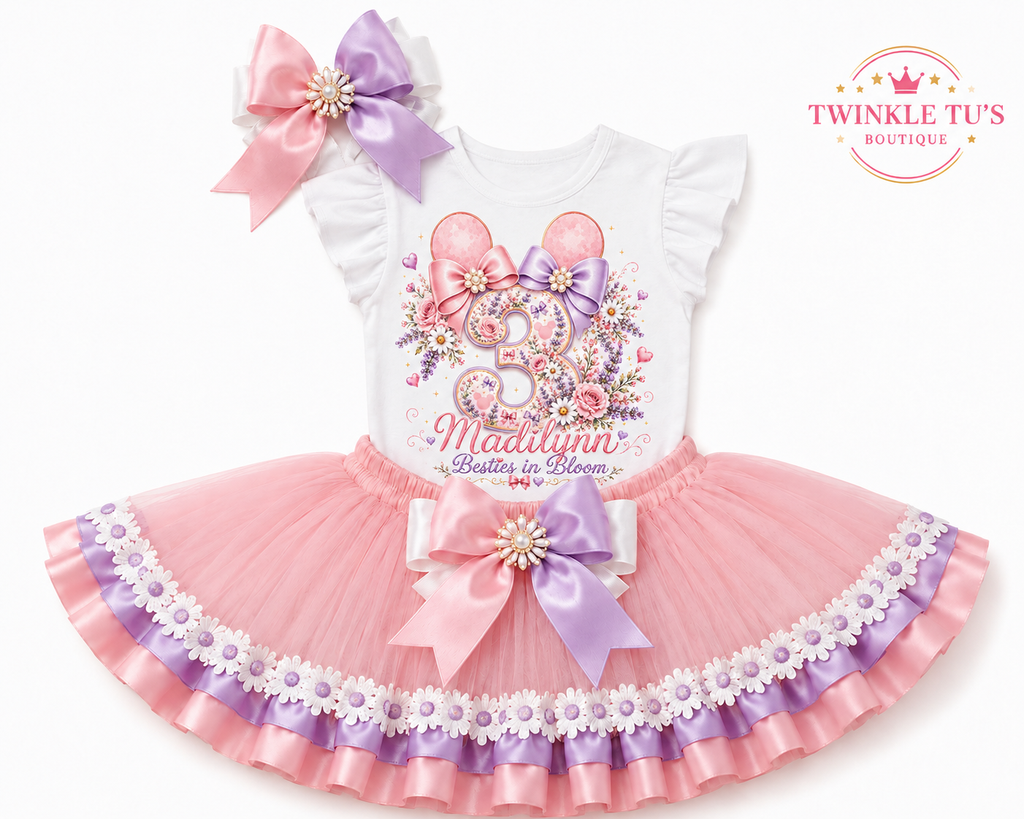 Besties in Bloom | Personalized Floral Birthday Outfit