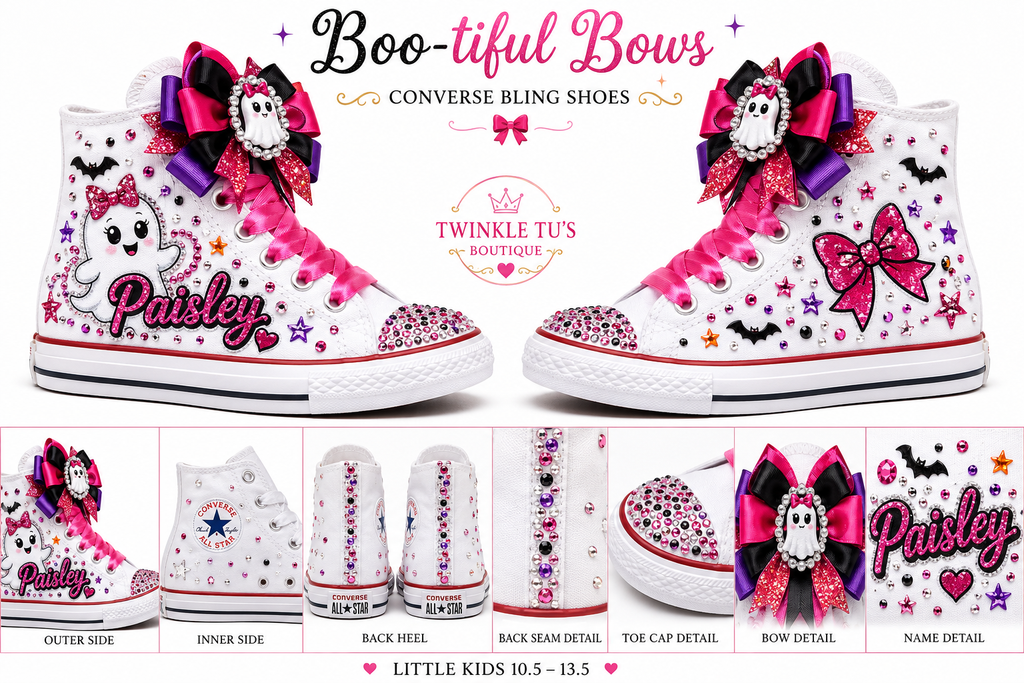 Boo-tiful Bows | Personalized Halloween Converse Bling Shoes