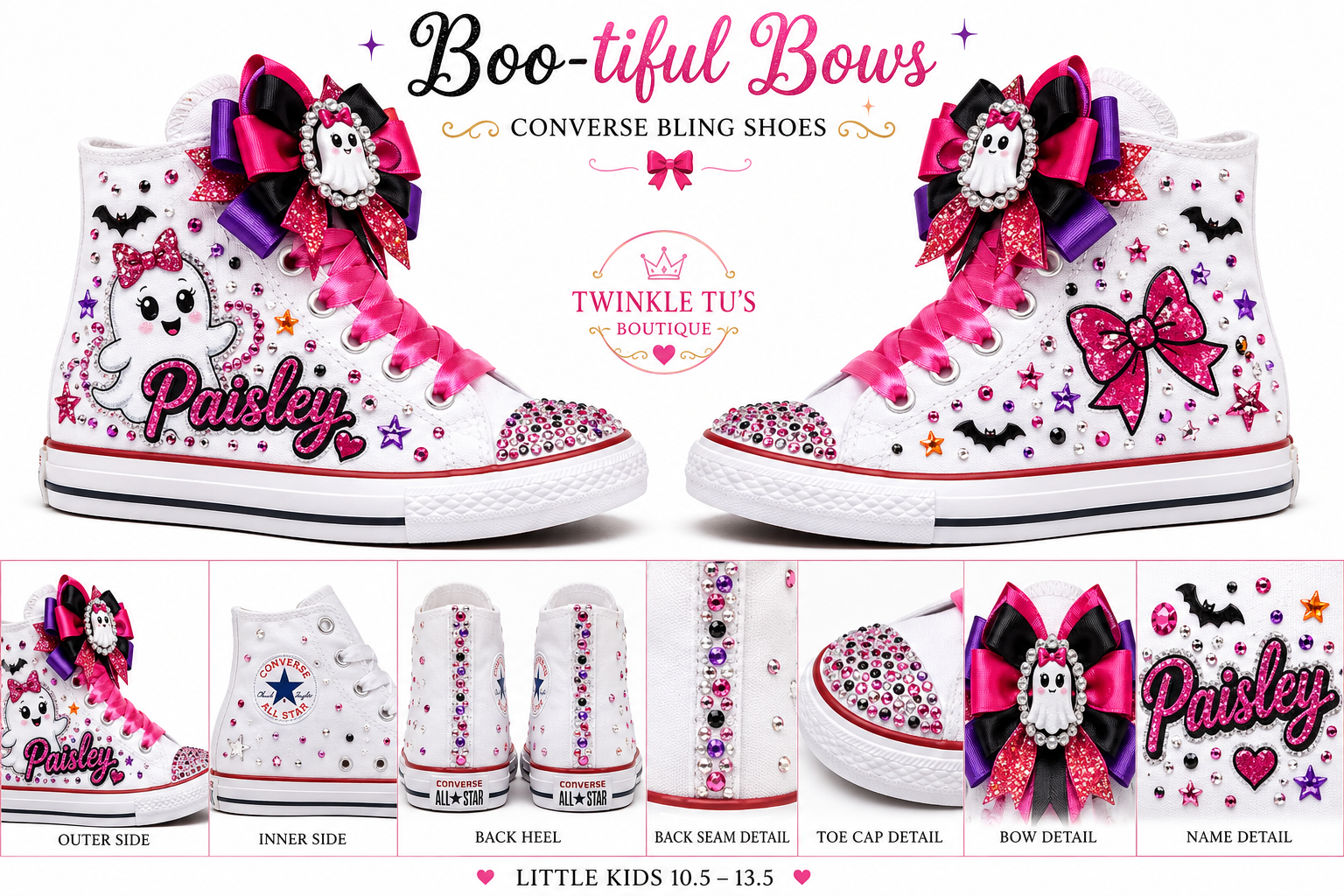 Boo-tiful Bows | Personalized Halloween Converse Bling Shoes