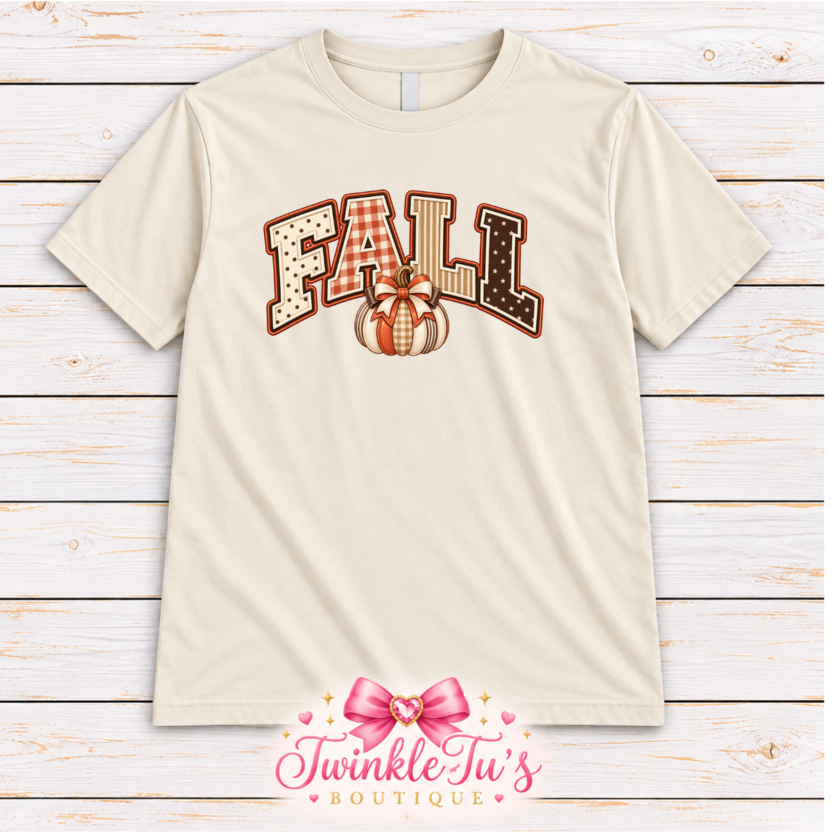 FALL Patchwork Pumpkin Graphic Tee | Boutique Autumn Shirt