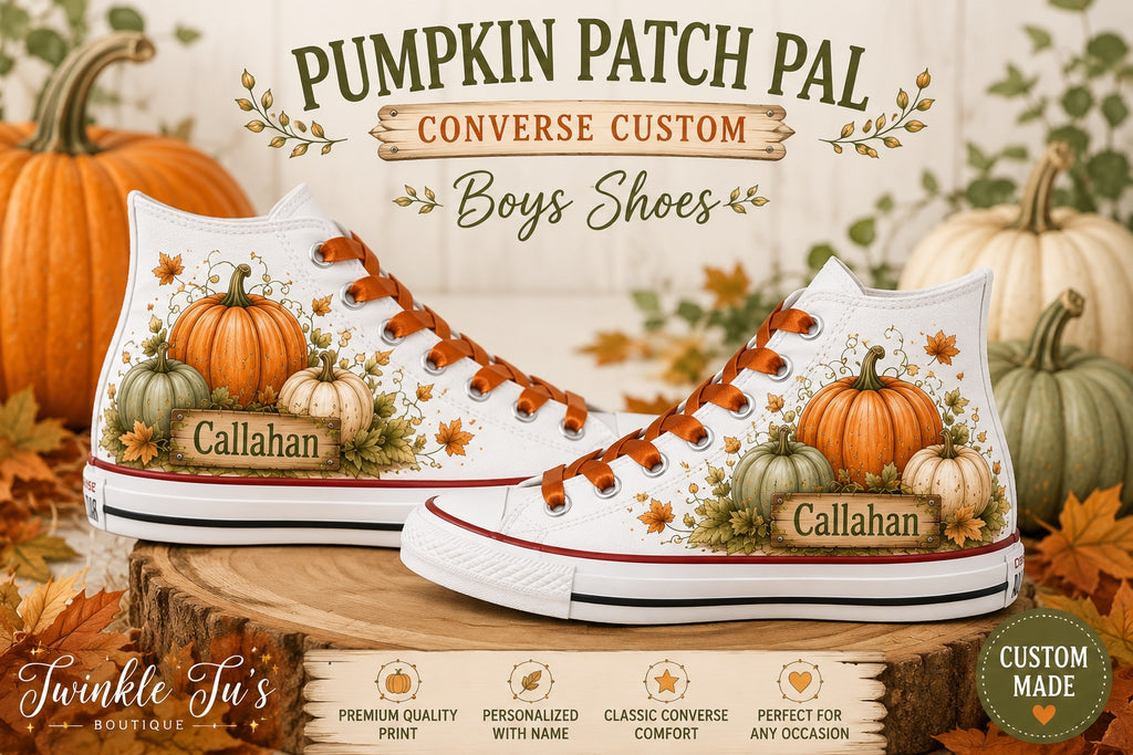 Pumpkin Patch Pal | Personalized Pumpkin Custom Converse Shoes for Boys