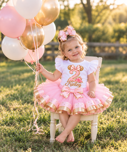 Birthday Bowtique | Minnie Mouse Inspired Personalized Birthday Outfit for Girls