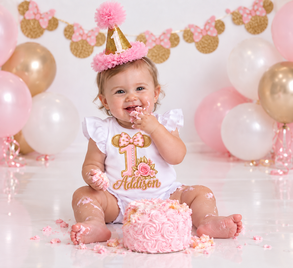Birthday Bowtique| Minnie Mouse-Inspired Personalized Cake Smash Set