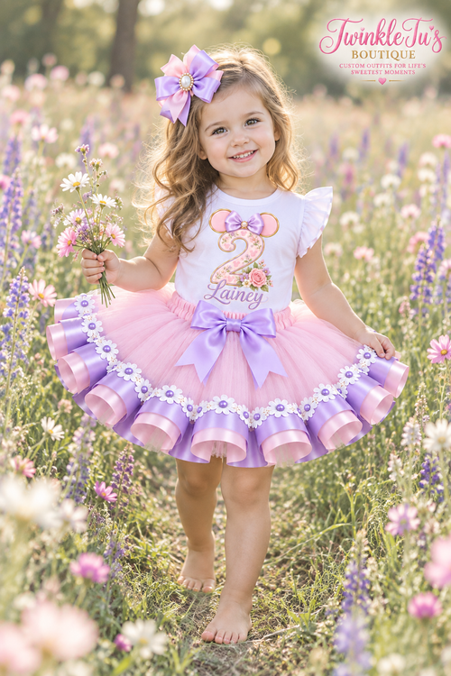 Besties in Bloom | Personalized Minnie-Mouse Inspired Birthday Outfit