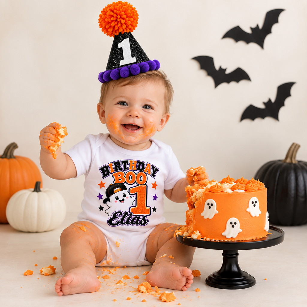 Birthday Boo | Boys Halloween Ghost Personalized Birthday Cake Smash Set