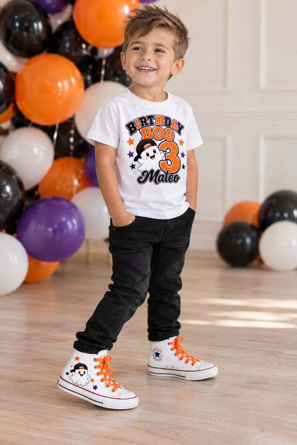 Birthday Boo | Personalized Halloween Custom Converse Shoes for Boys