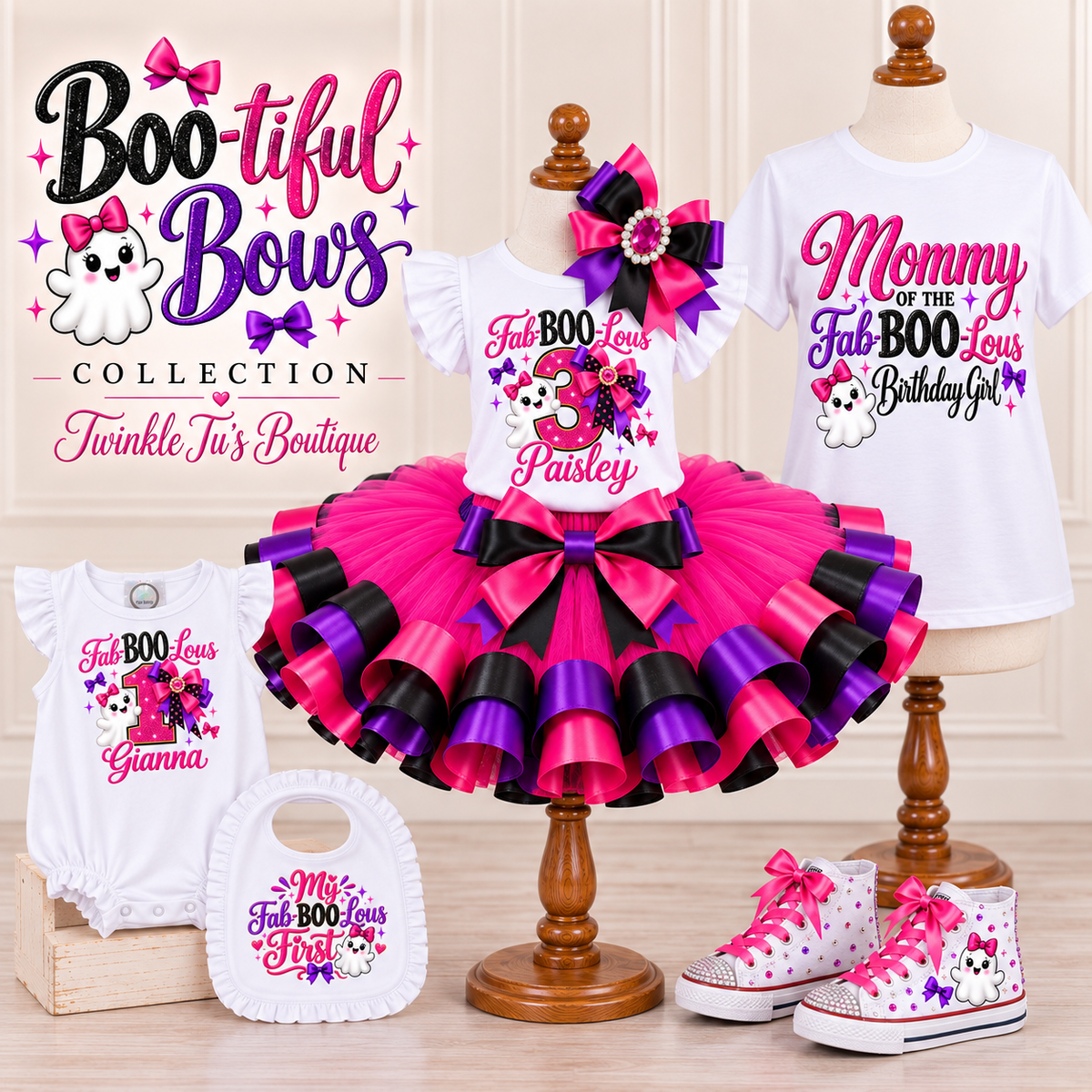 Boo-tiful Bows| Halloween Ghost Personalized Birthday Cake Smash Set