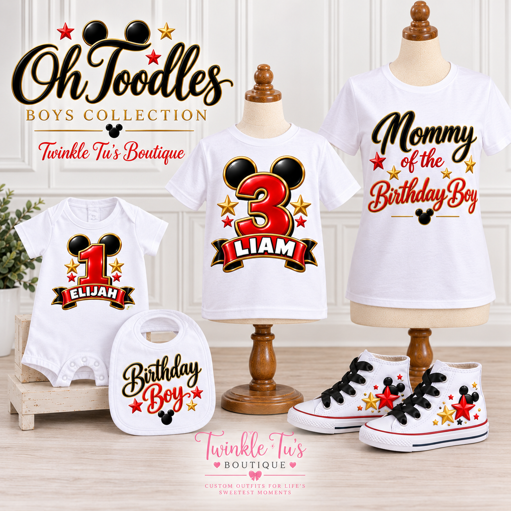 Oh Toodles Boys | Personalized Mickey Mouse-Inspired Birthday Cake Smash Set