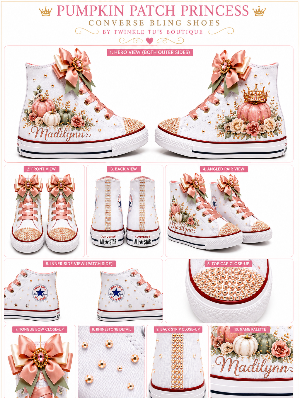 Pumpkin Patch Princess | Personalized Fall Princess Converse Bling Shoes