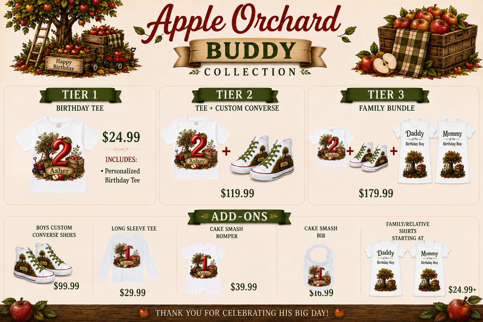 Apple Orchard Buddy |Personalized Apple Orchard Boys Birthday Shirt
